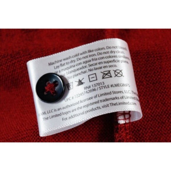 The Limited Buffalo Check Plaid Cardigan Poncho Wrap Black Red Size Small - Picture 8 of 8